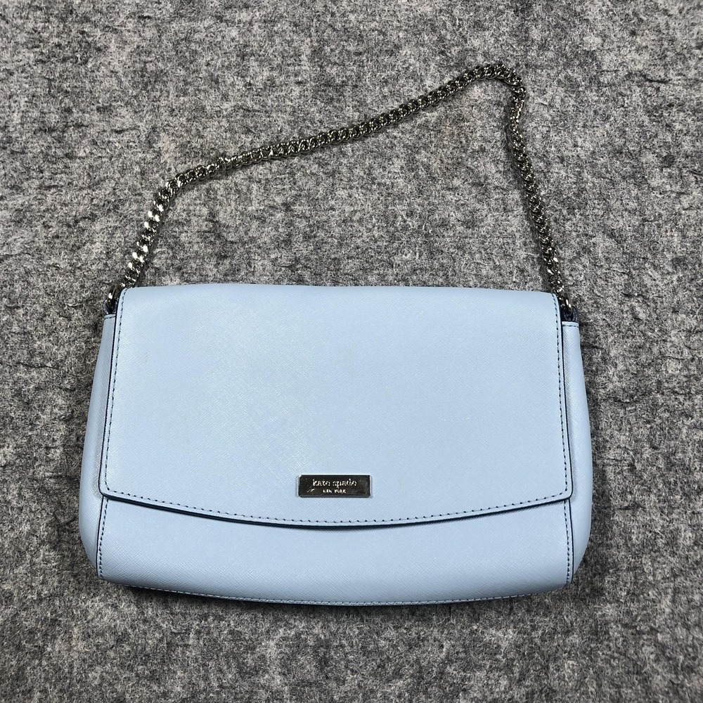 Kate Spade Crossbody Bag Womens Small Light Blue Leatherโ Chain Strap Purse